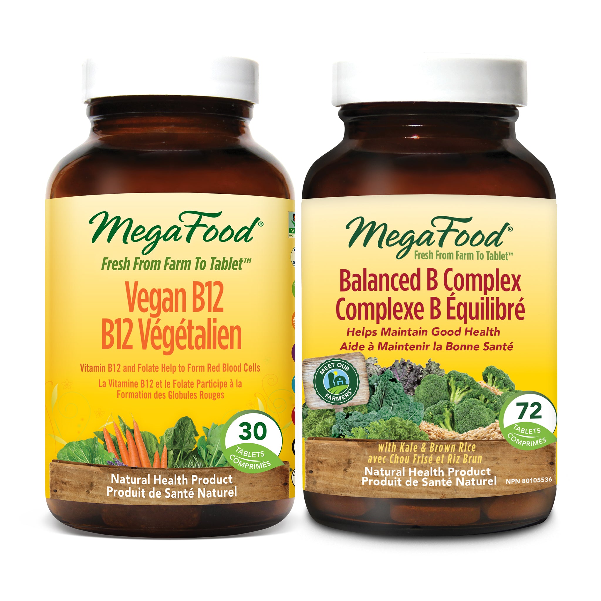 Vitamine B12 végétalienne (30 comprimés) + complexe B équilibré (72 comprimés)