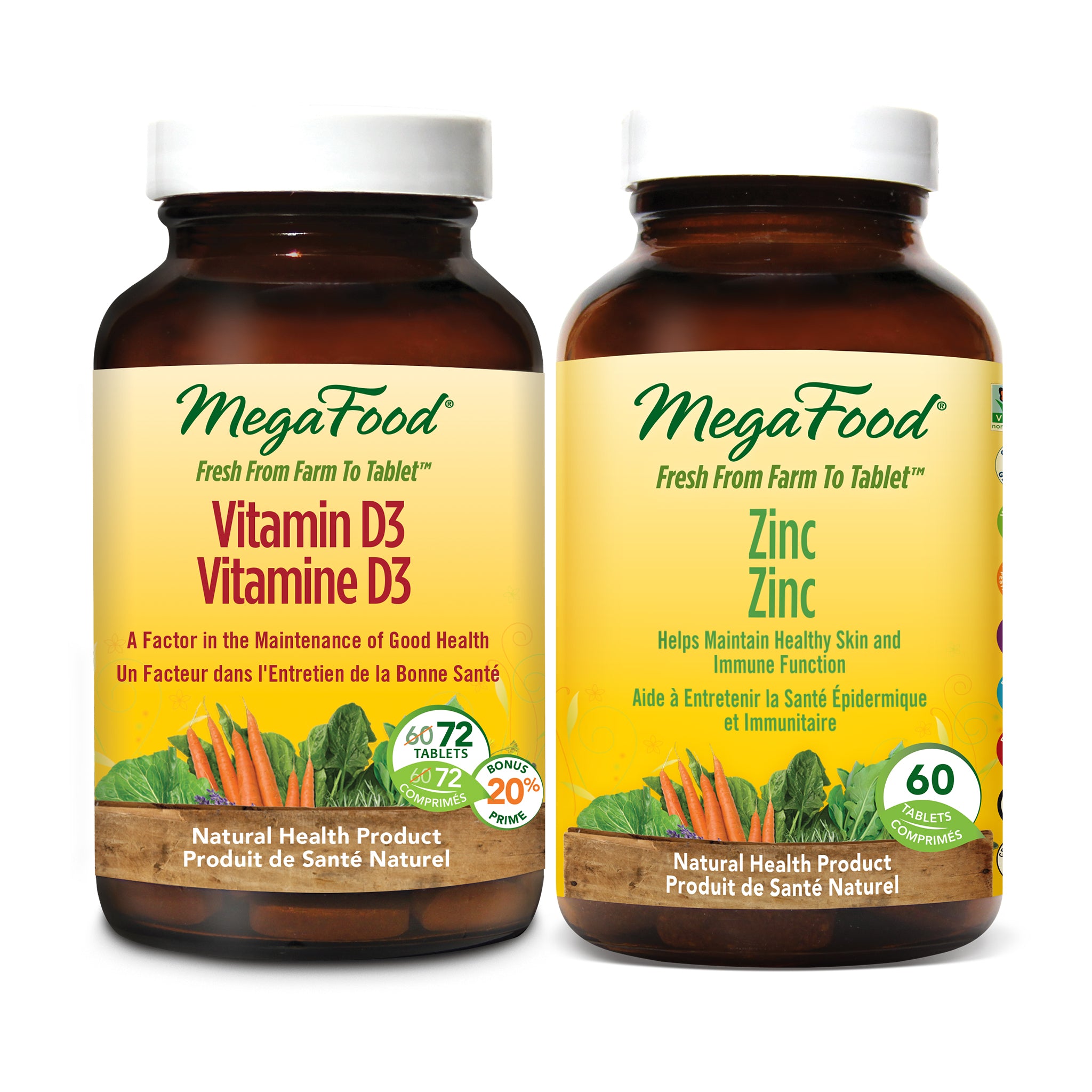 Vitamine D3 (72 comprimés) + Zinc (60 comprimés)