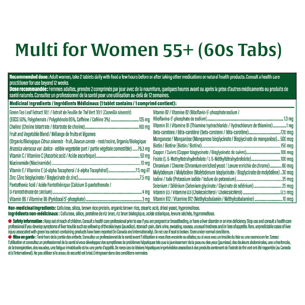 Multivitamines pour femmes de 55 ans et plus (60 comprimés) + Multivitamines pour hommes de 55 ans et plus (60 comprimés)
