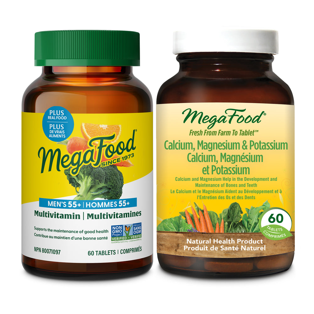 Multivitamines pour hommes de 55 ans et plus (60 comprimés) + Calcium, magnésium et potassium (60 comprimés)